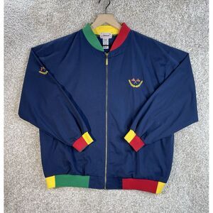 Vintage Janeve Color Block Bomber Jacket Size M Full‎ Zip Embroidered